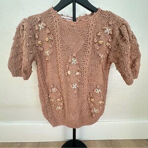 Adorable Cassini Uomo girls crochet, chunky, embroidered sweater.